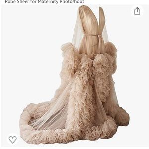 Sheer Long Robe Puffy Tulle Robe Sheer for Maternity/bridal Photoshoot